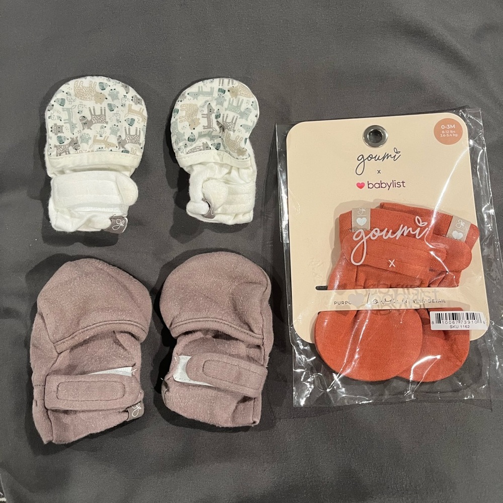 3 goumikids Viscose Made from Bamboo Cotton Anti-Scratch Soft Stay-On Mitts